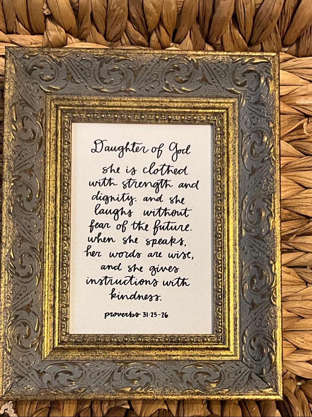 Embellished Gold & Gray Ornate Frame Wall Art - 'Daughter of God'